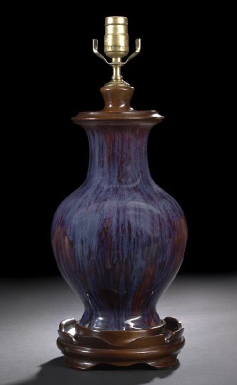 Appraisal: Chinese Flambe-Glazed Porcelain Bottle Vase th century now mounted as