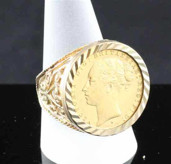 Appraisal: A ct gold mounted Victorian sovereign ring size W gross