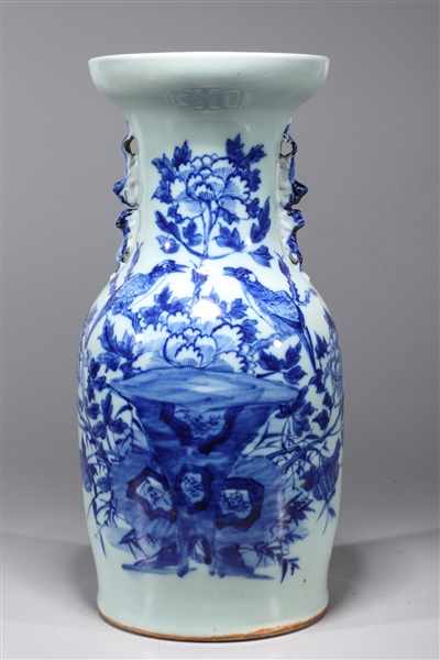 Appraisal: Chinese blue and white porcelain vase with molded handles to