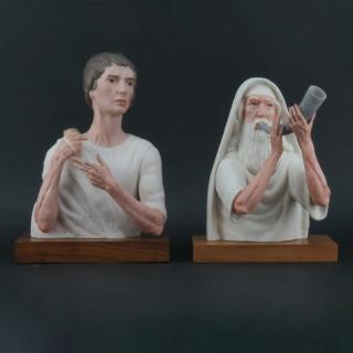 Appraisal: Two Limited Edition Laszlo Ispanky Polychrome Porcelain Figurines on Wooden