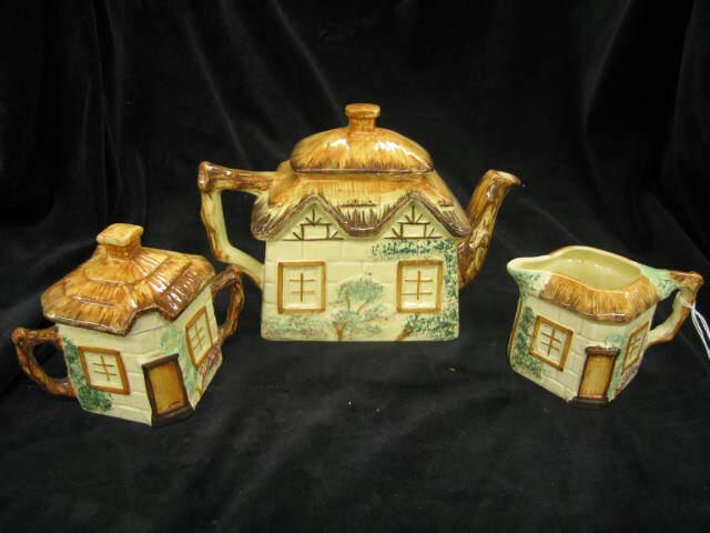 Appraisal: English Figural Art Pottery Cottage Tea Set by Kelle Street