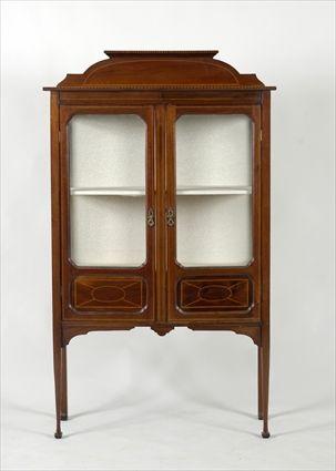 Appraisal: English Arts and Crafts Movement Inlaid Mahogany Cabinet x x