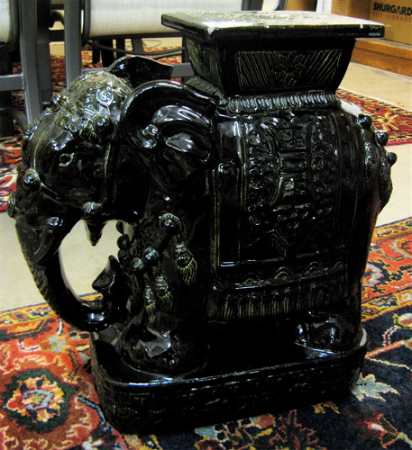 Appraisal: CHINESE ELEPHANT GARDEN STOOL the standing pottery figure with overall