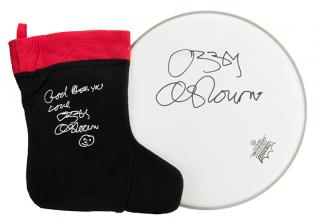 Appraisal: Ozzy Osbourne Pair of Signed Items Including a Remo Weatherking