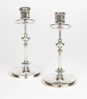 Appraisal: A pair of Nicols Plinke silver candlesticks Circa s St