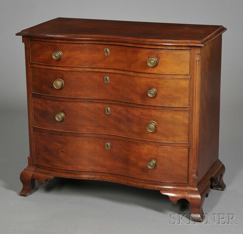 Appraisal: Carved Cherry Serpentine Bureau Connecticut River Valley late th century