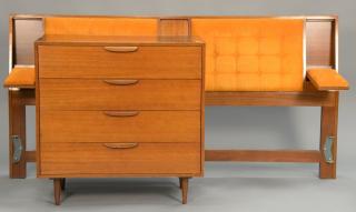 Appraisal: Harvey Probber four drawer chest and tufted orange velvet bed