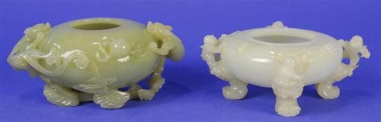 Appraisal: TWO CHINESE CARVED JADE COUPES including a gray jade dragon