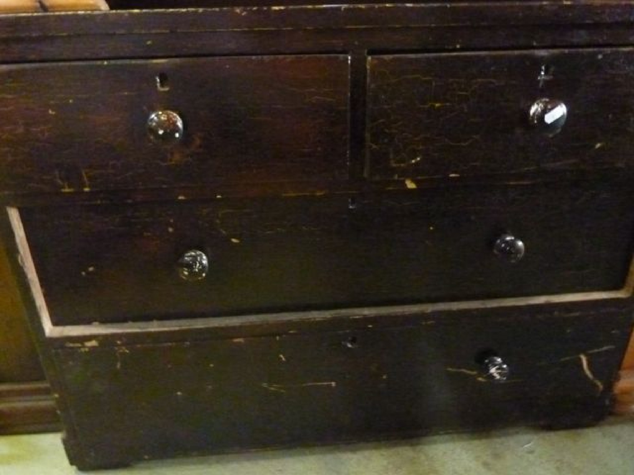 Appraisal: A Victorian stained pine bedroom chest of two long and