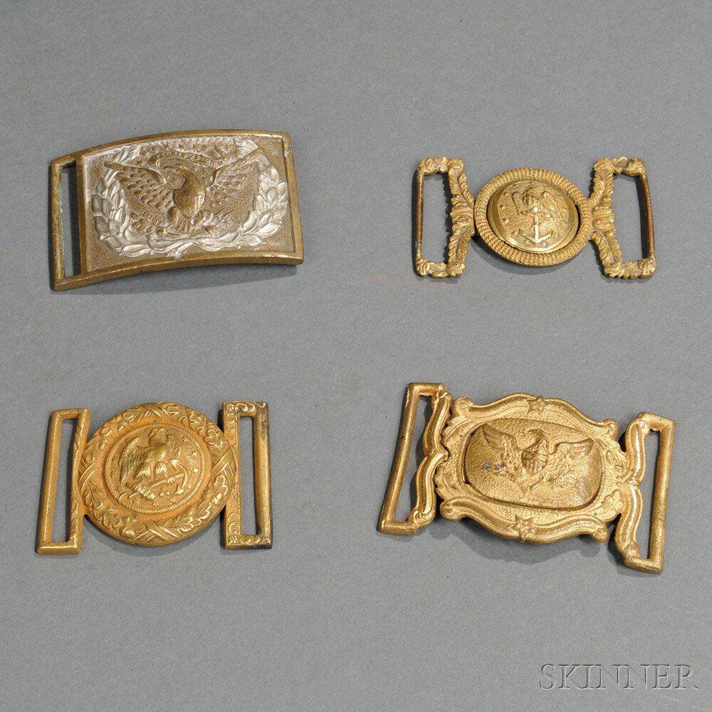 Appraisal: Four Brass Buckles c th century a two-piece militia officer's