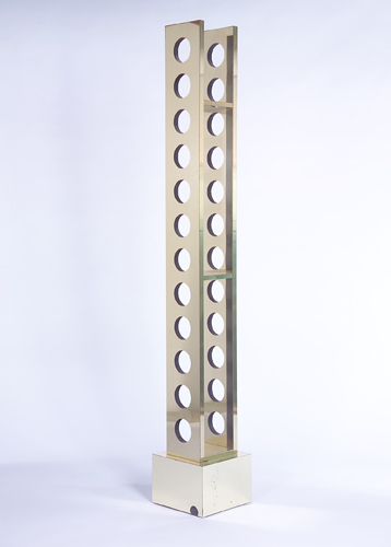 Appraisal: PAUL EVANS Tall custom wine rack with polished brass covering