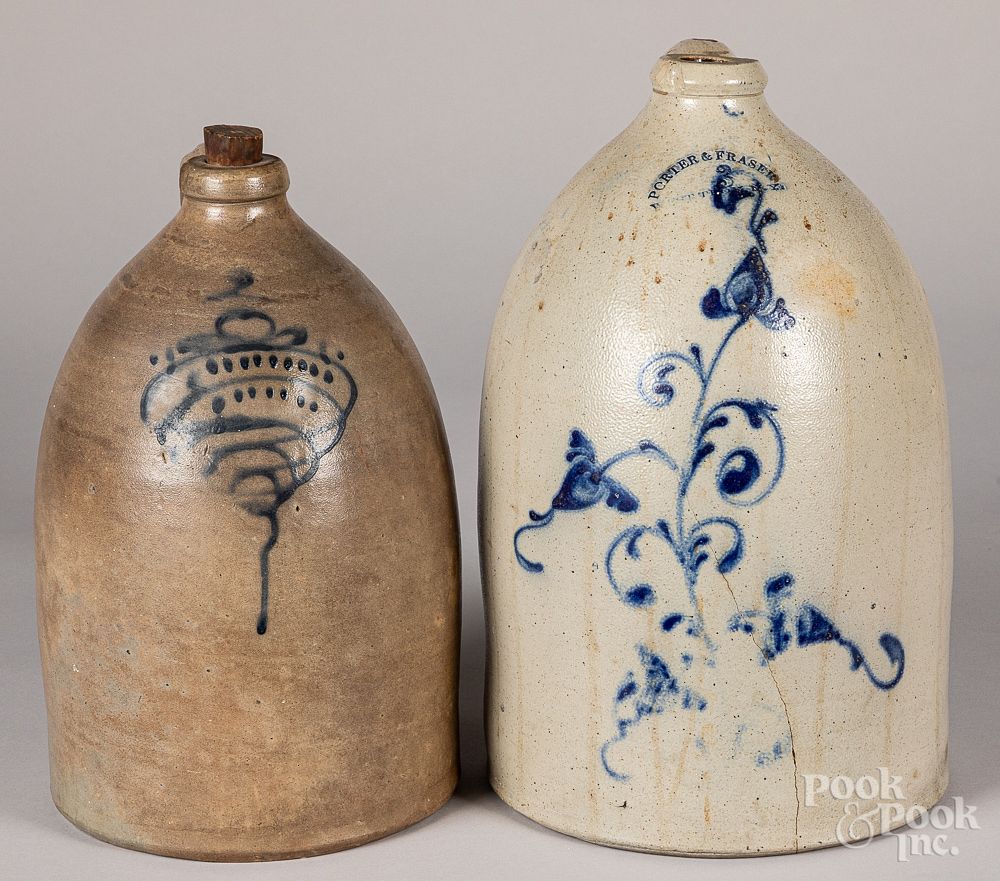 Appraisal: Two stoneware jugs th c Two stoneware jugs th c