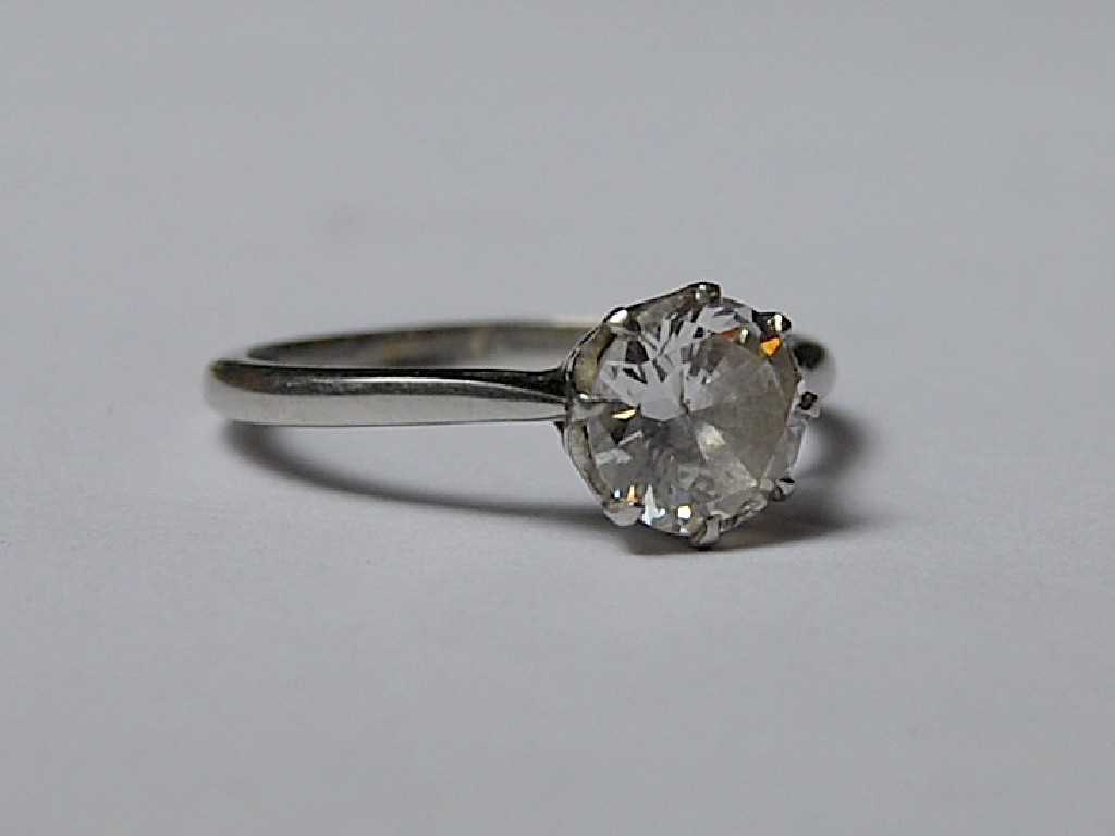 Appraisal: A platinum solitaire diamond ring with approx carat brilliant-cut stone