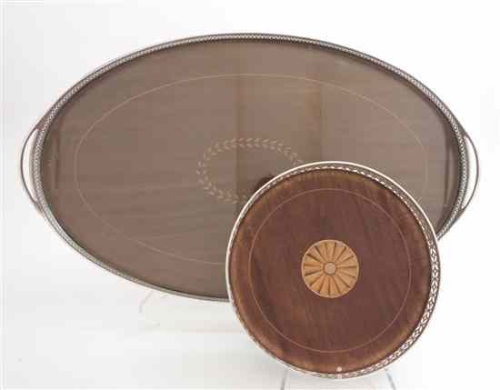 Appraisal: Two American Sterling Silver and Mahogany Lined Trays Tiffany Co