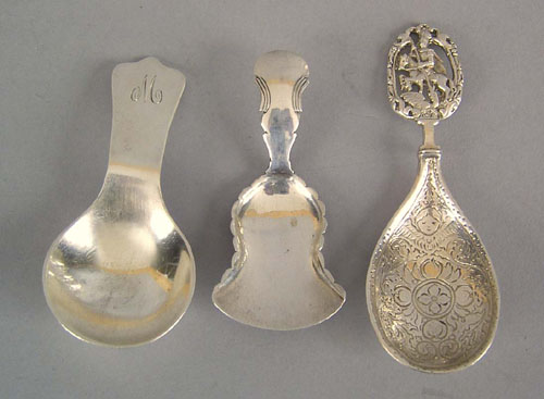 Appraisal: Three silver caddy spoons to include Austria-Hungary example th c