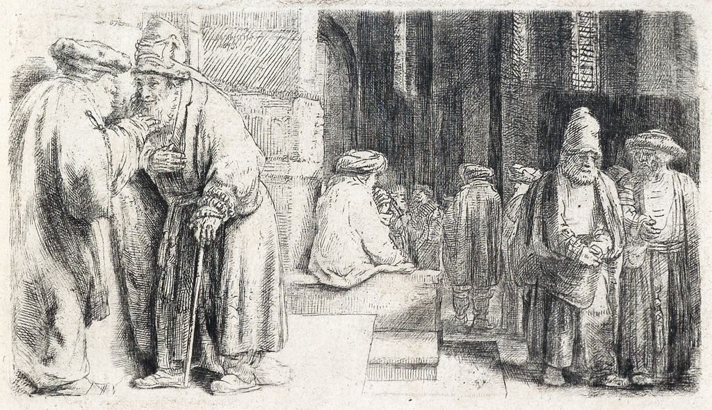 Appraisal: REMBRANDT VAN RIJN Jews in the Synagogue Etching x mm