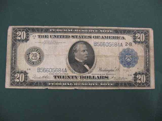 Appraisal: U S Federal Reserve Note blue seal large size