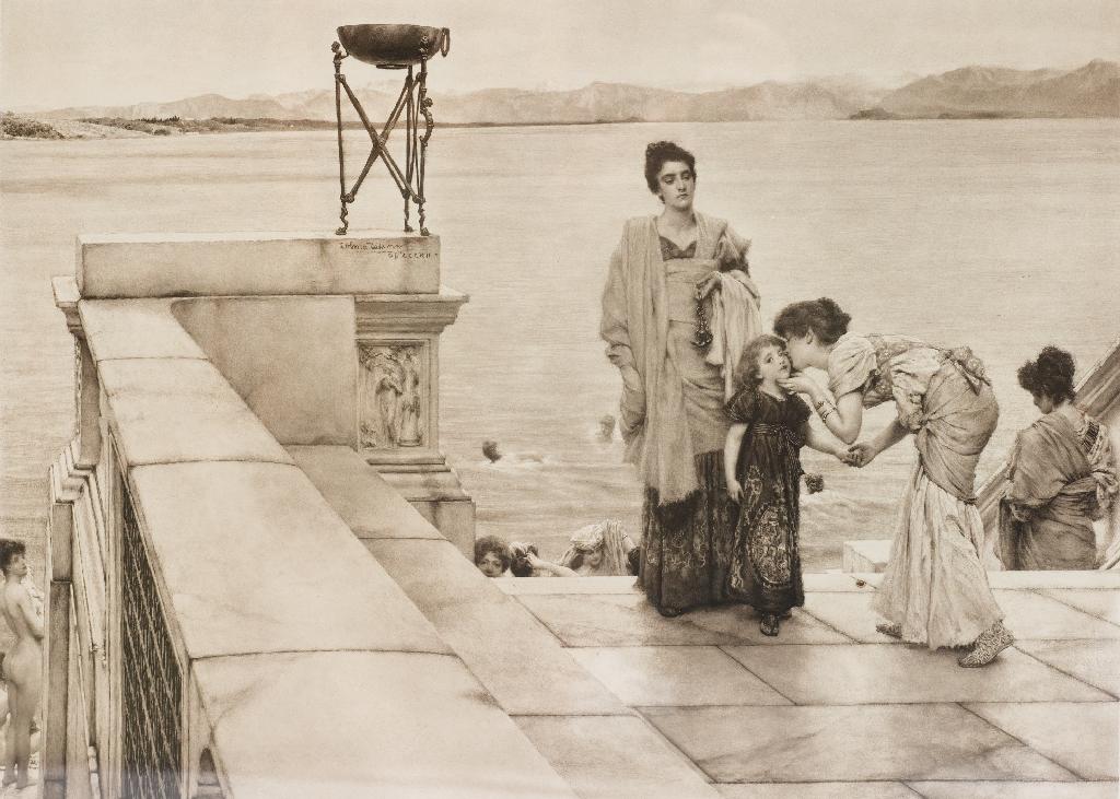 Appraisal: AFTER SIR LAWRENCE ALMA-TADEMA - THE KISS ENGRAVING signed by