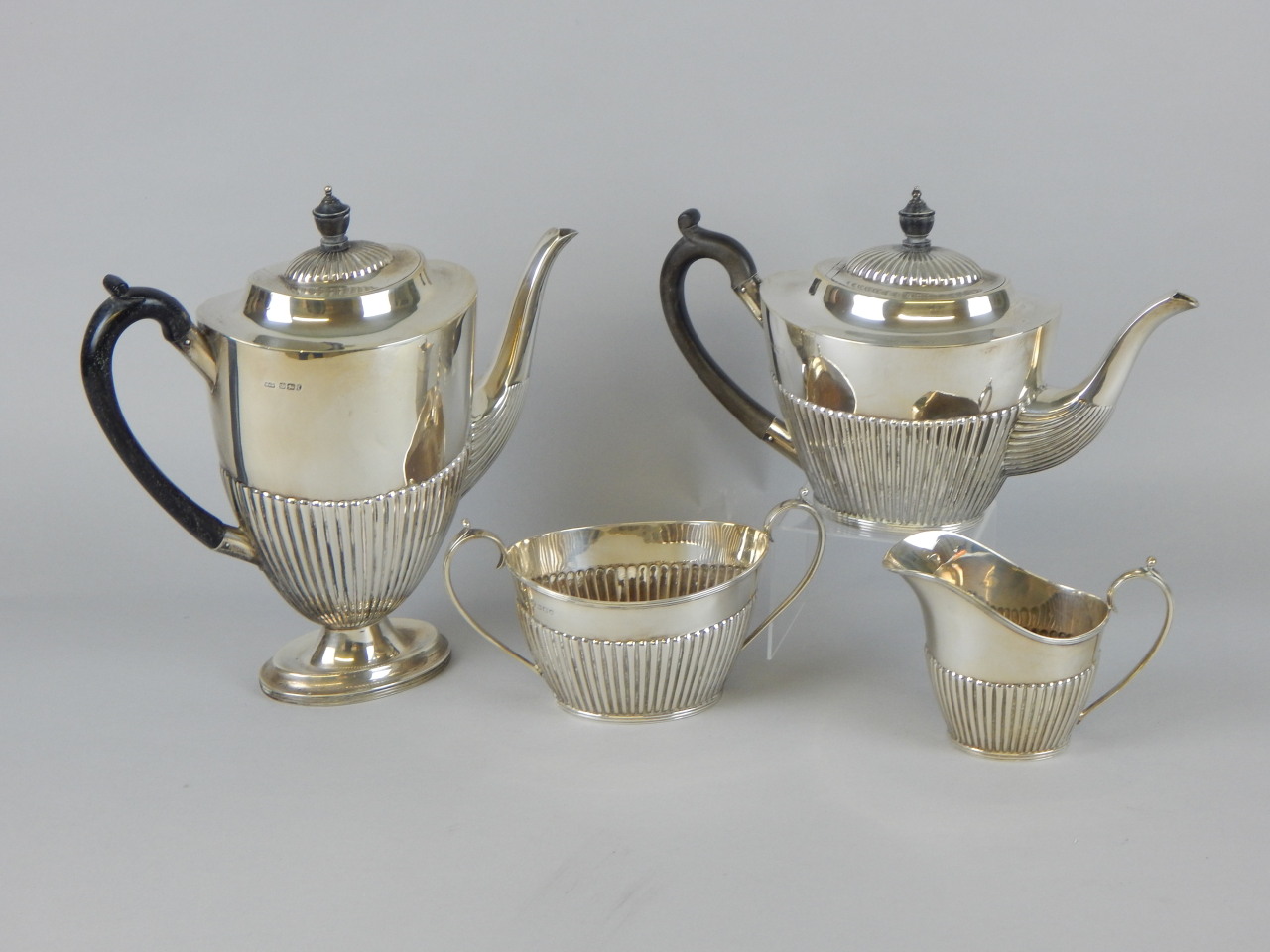 Appraisal: A George V silver part fluted tea and coffee service