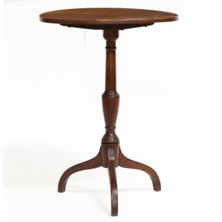 Appraisal: Southern Tilt Top Candlestand th century walnut single board oval