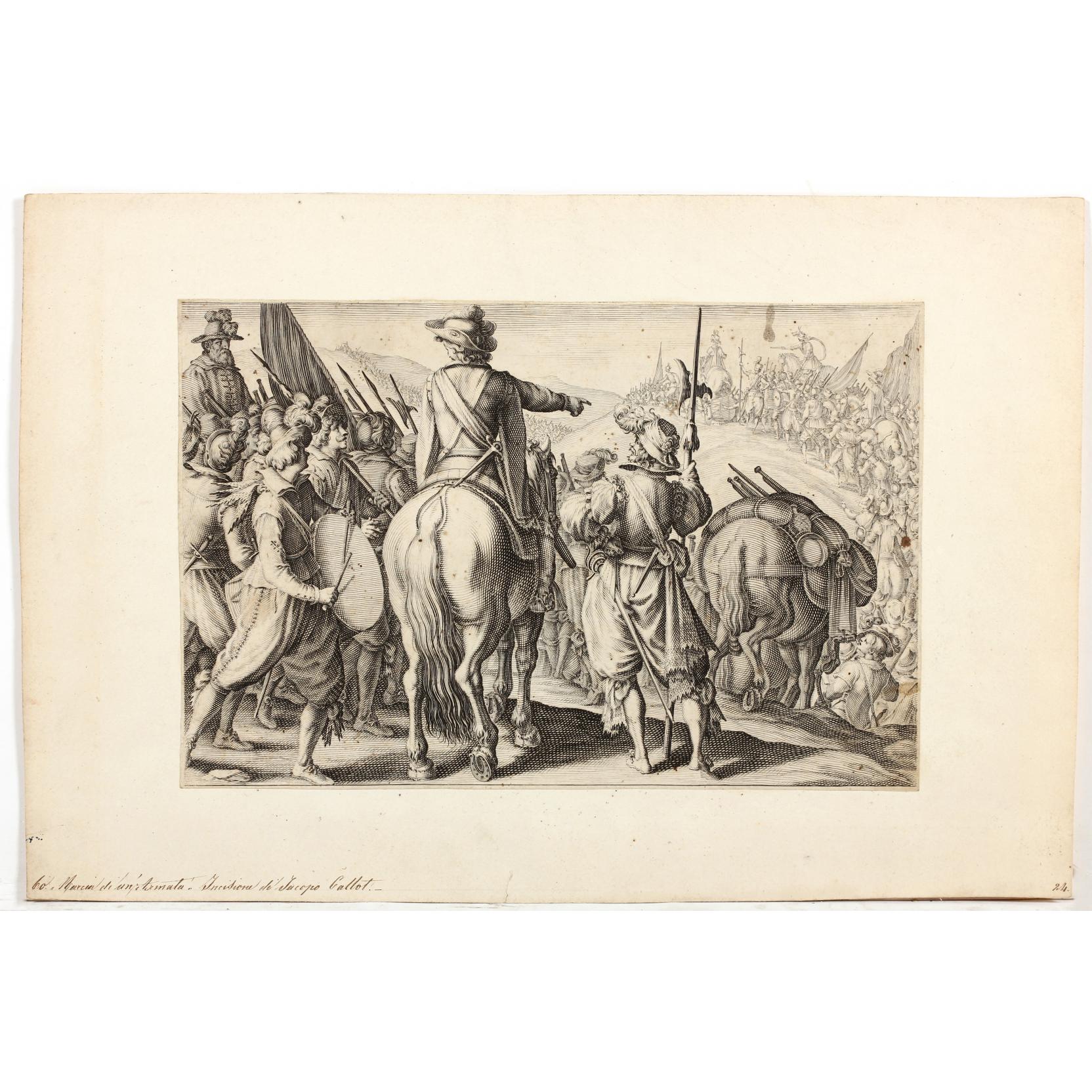 Appraisal: Jaques Callot Fr - Les troupes en Marche copperplate engraving