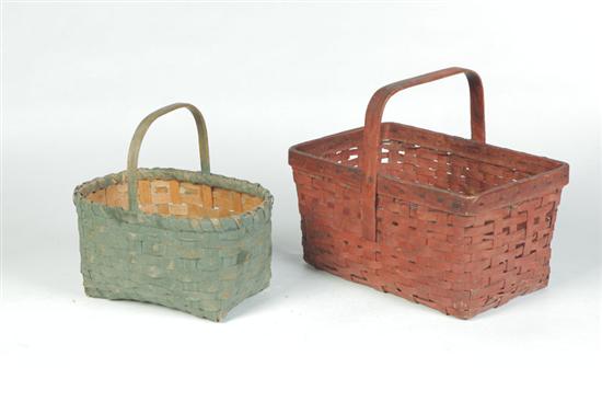 Appraisal: TWO BASKETS American late th century woven splint Two gathering