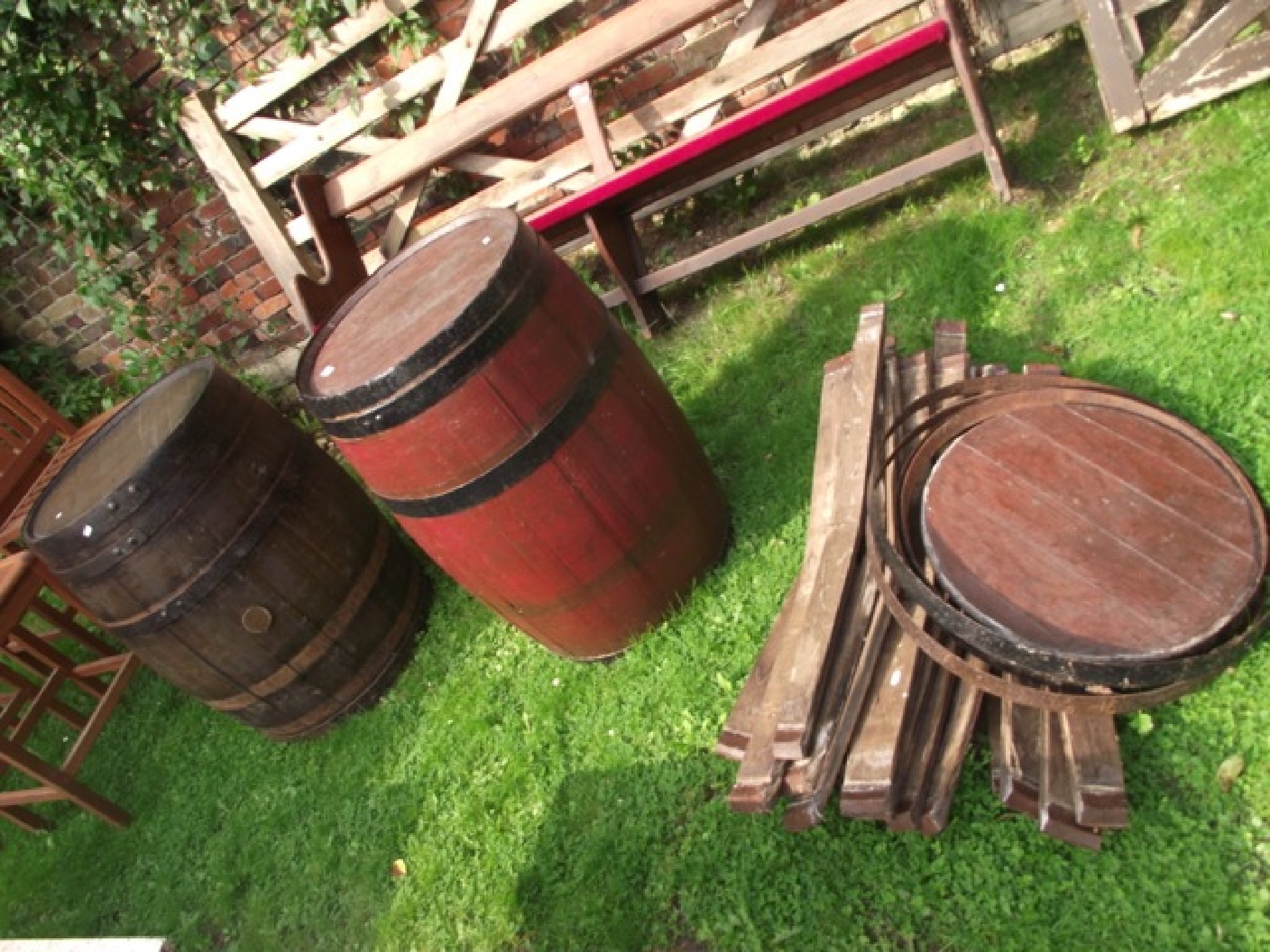 Appraisal: Three substantial oak barrels steel banded one in pieces