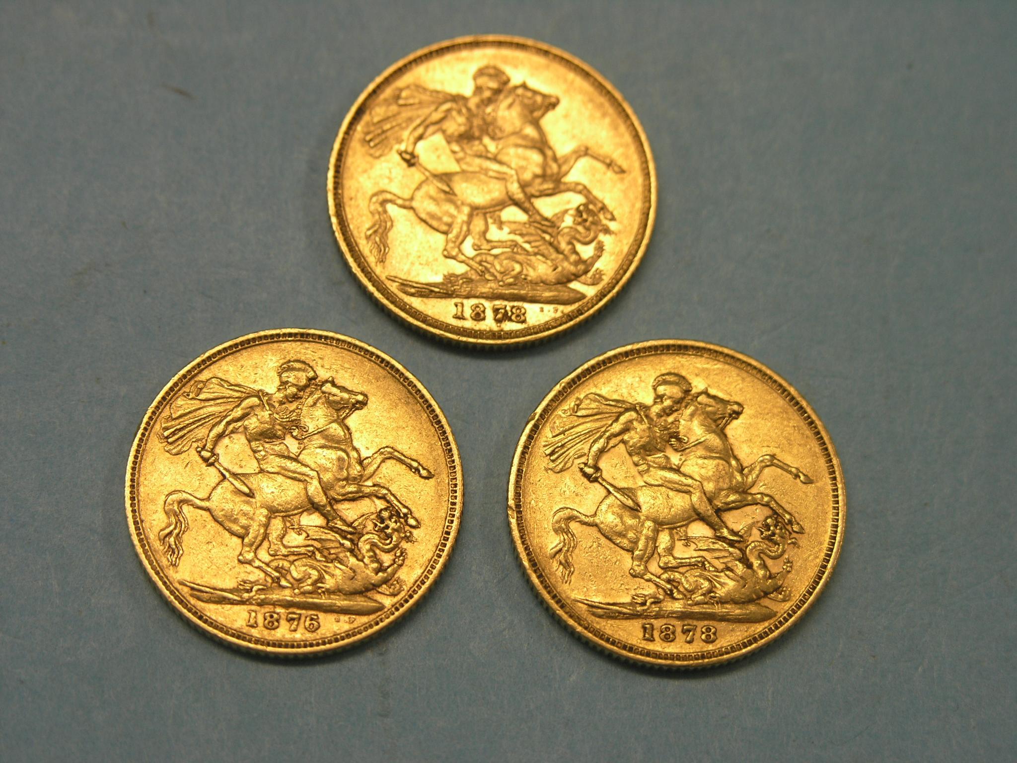 Appraisal: Three Victorian gold Sovereigns two latter Melbourne mint