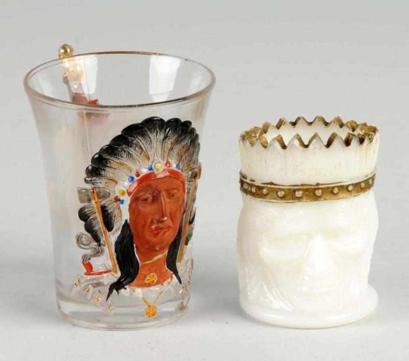 Appraisal: Lot of Glass Indian Pieces Description Includes one tumbler and