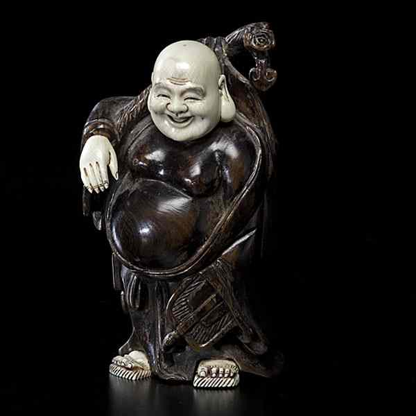 Appraisal: Japanese Wood and Ivory Buddha Japanese early th century A