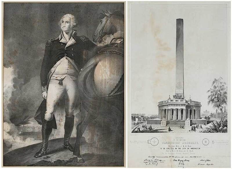 Appraisal: Two Washington Monument Related Prints th century Design of the