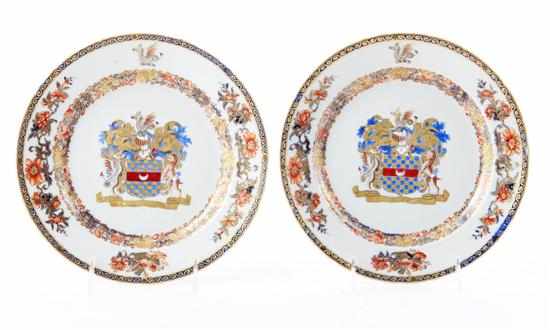 Appraisal: Pair Chinese Export Clifford of Chudleigh armorial plates circa underglaze-blue