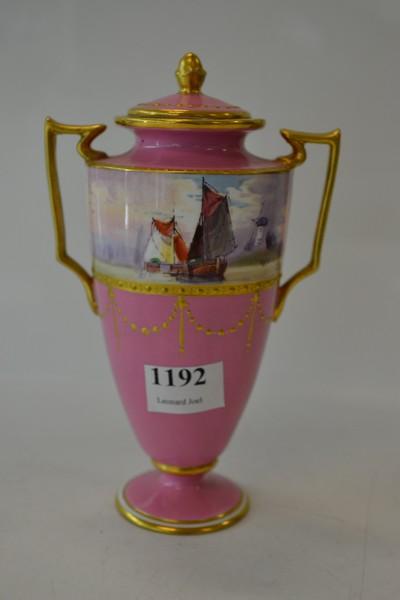 Appraisal: MINTON PINK GROUND HANDPAINTED LIDDED URN