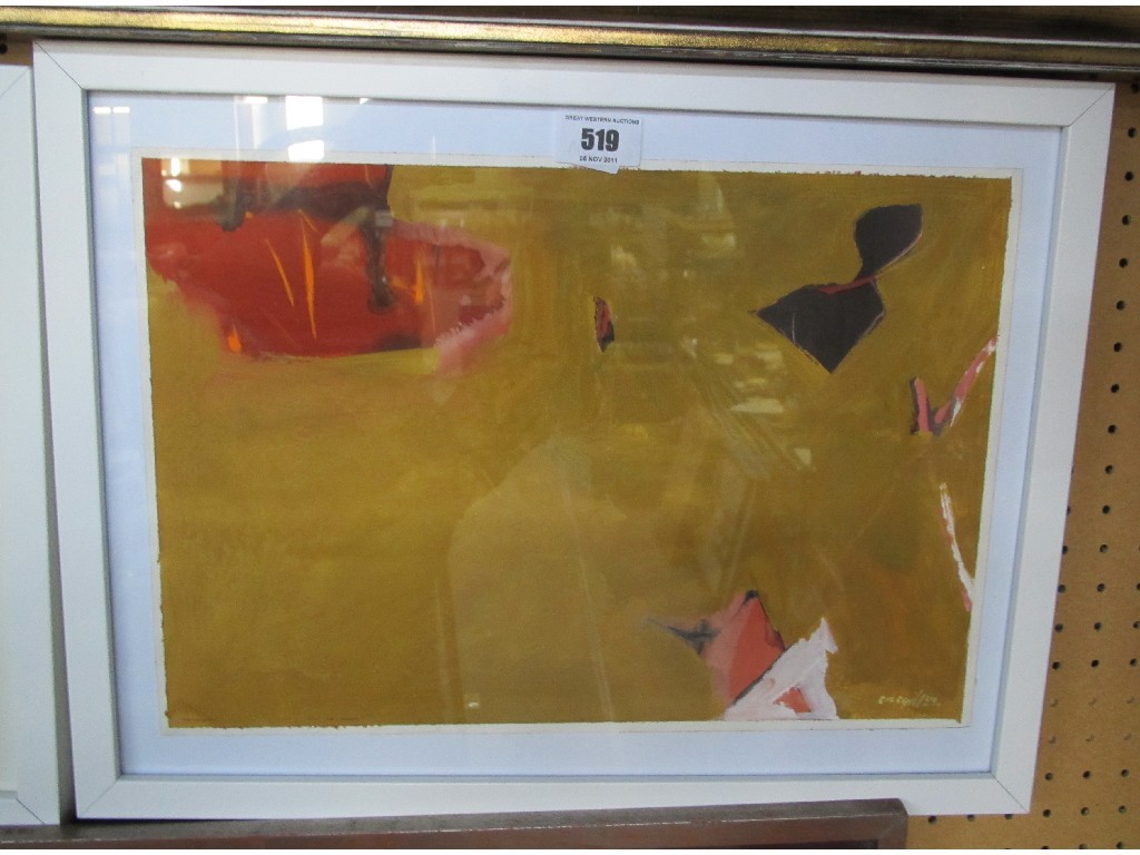 Appraisal: ROBERT CARGILL Gouache 'Composition with Ochre' signed and dated '