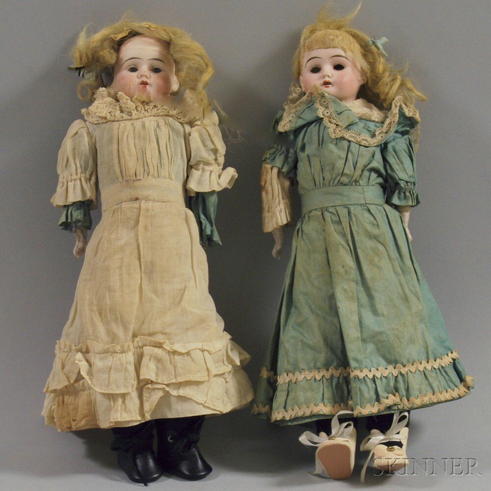 Appraisal: Two Bisque Head Shoulder Dolls early th century ht to