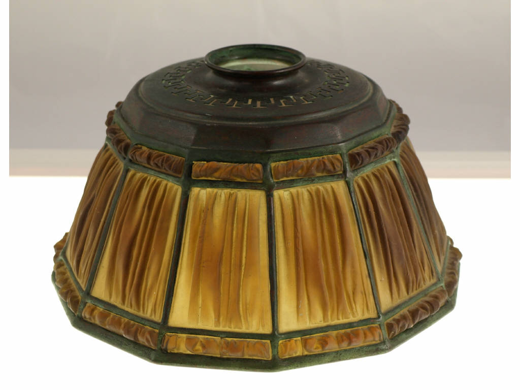 Appraisal: Tiffany Favrilefabrique Lampshade molded glass panel shade to resemble pleated