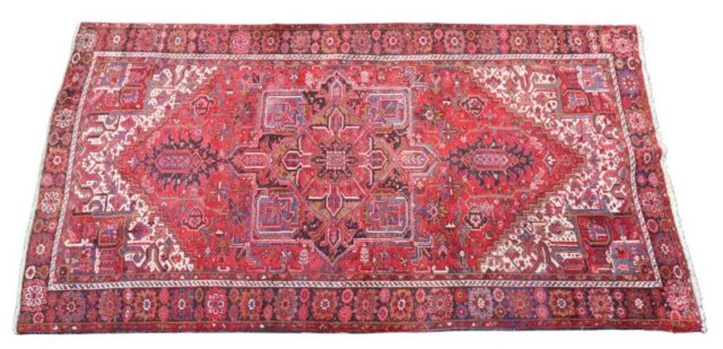 Appraisal: Hand-tied Persian Heriz rug approx ' l ' w Provenance