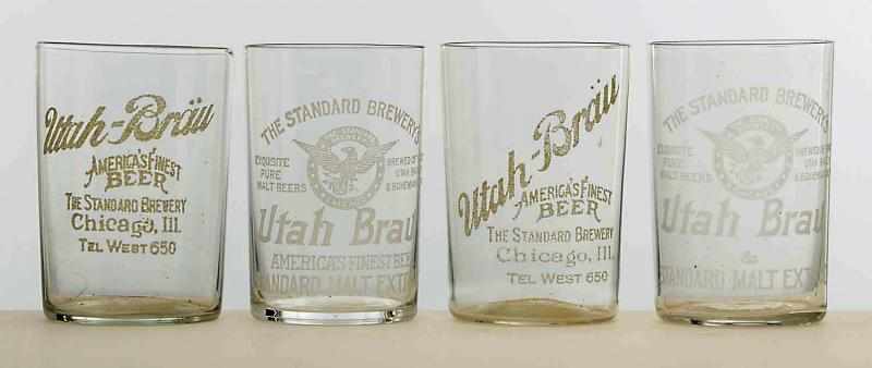 Appraisal: Lot of Utah-Brau Acid-Etched Beer Glasses Includes two etched glasses