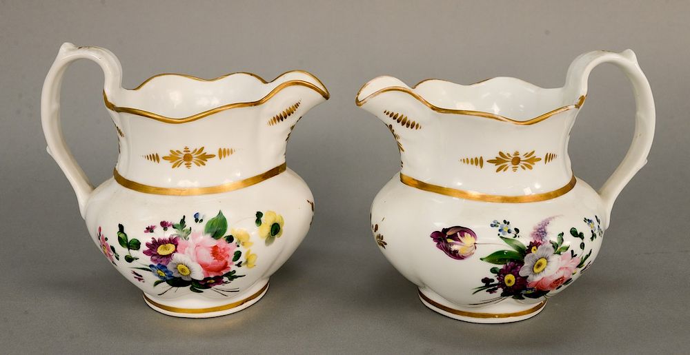 Appraisal: Pair of porcelain pitchers attributed to Tucker Philadelphia gilt molded