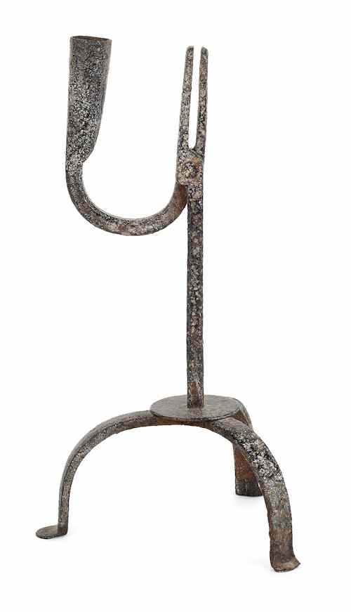 Appraisal: Wrought iron rush light late th c h