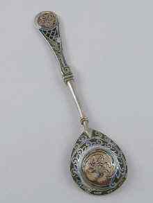 Appraisal: A Russian silver cloisonne enamelled spoon with - standard and