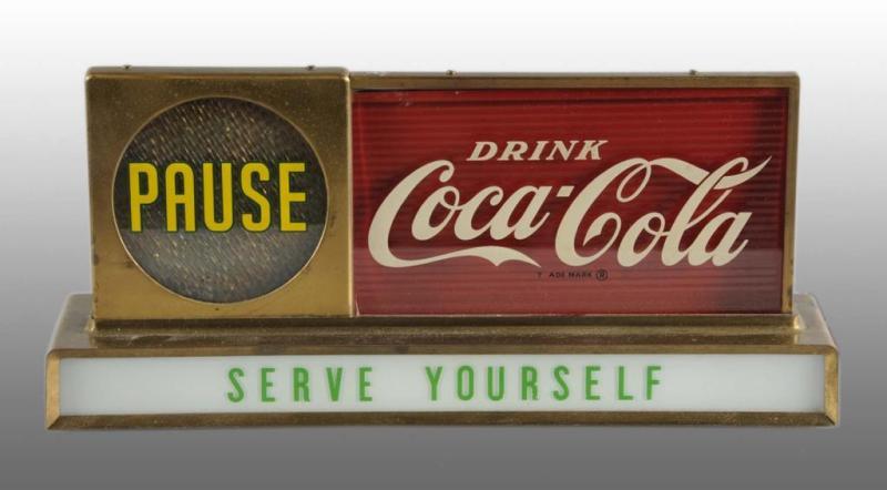 Appraisal: Coca-Cola Pause Countertop Light-Up Sign Description s Working Nice overall