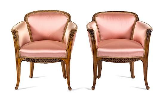 Appraisal: Louis Marjorelle French - Pair of Bergeres Louis Marjorelle French