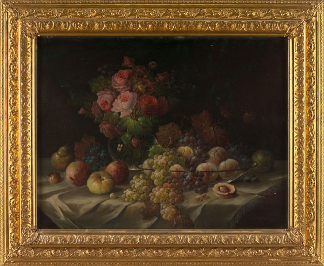 Appraisal: J Planer Late th Century Lush Tabletop Still Life with