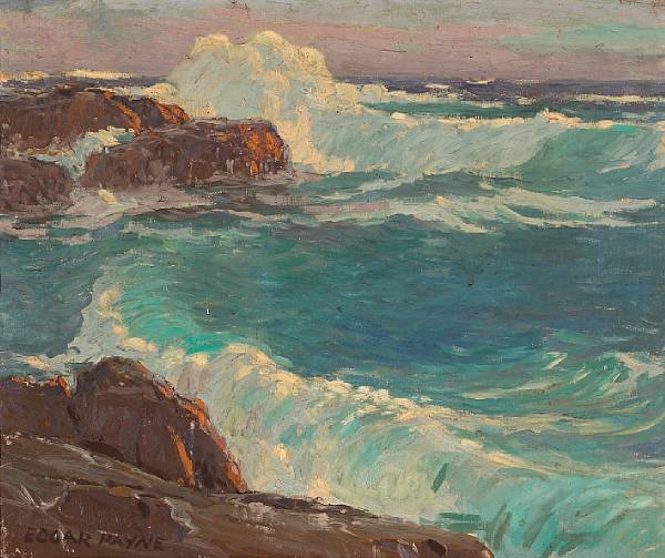 Appraisal: Edgar Payne - Rough Seas along a Rocky Coast signed