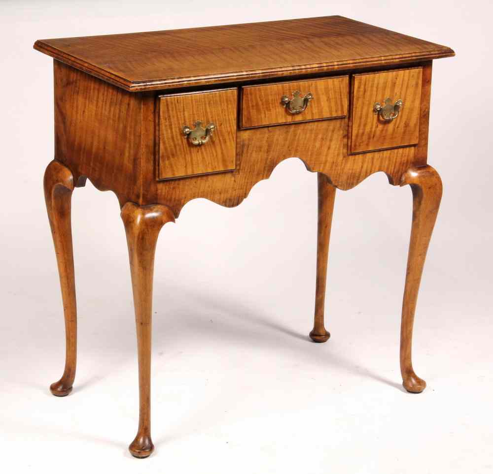 Appraisal: QUEEN ANNE LOWBOY - Custom Curly Maple Diminutive Queen Anne