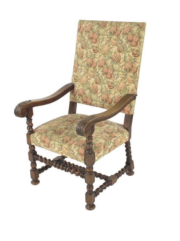 Appraisal: A carved oak frame open armchair