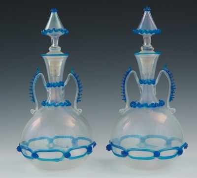 Appraisal: A Pair of Venetian Glass Bottles Each apprx - H