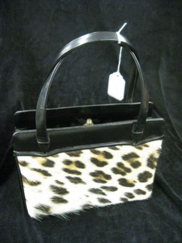 Appraisal: Leopard Skin Leather Vintage Handbag approx x