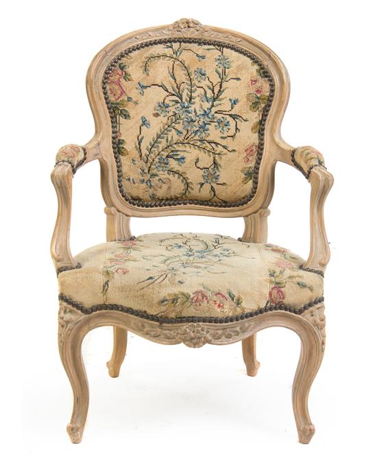 Appraisal: Sale Lot A Louis XV Style Child's Chair with needlepoint